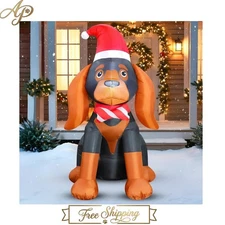 Festive 4FT Inflatable Dog Decoration with Santa Hat – Perfect for Xmas Parties