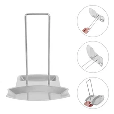2pcs Cookware Lid Stand Stainless Steel Holder For Pots Pans Cover Spoon Rest