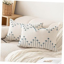 Boho Throw Pillow Covers 12x20 Set of 2 20" x 12" Pack of 2 Beige and Blue