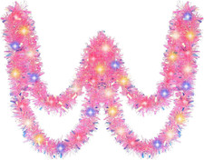 16Ft Pink Tinsel Garland for Easter Day Party Decoration, Twisted Garland Hangin