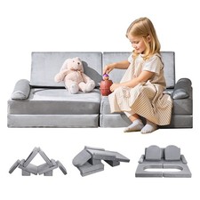 Modular Kids Play Couch,Sectional Toddler Sofa with Armrests,28D Sponge  Shor