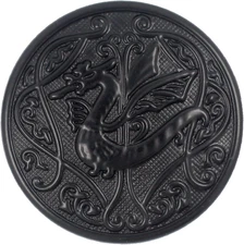 10 Pieces Spitfire Celtic Dragon Metal Shank Buttons. 25Mm (1 Inch) (Matte Black