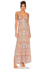 $595 ALICE + OLIVIA "Karolina" plunge V neck halter cutout Maxi Dress - size 0