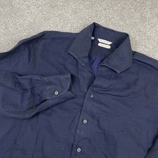 SuitSupply Shirt Mens 16 16.5 41 42 Extra Slim Fit Blue Linen Blend Leggiuno