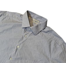 Suitsupply mens 17.5 44 blue white stripe Egyptian Cotton dress shirt EUC