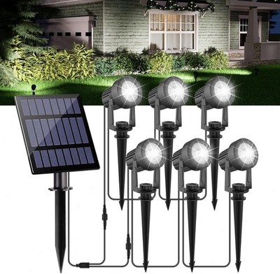 6er LED Solar Strahler Solar-Leuchte Solarspot Garten Leuchte Spot Weiß 6000K