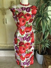 Vintage LA Schulman Women Custom Made Viscose Lined dress Flowered sise L