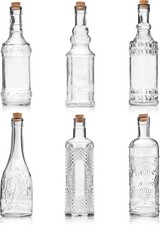 Assorted Clear Glass Bottles with Corks, 6 Pa, 2.5in X 9in