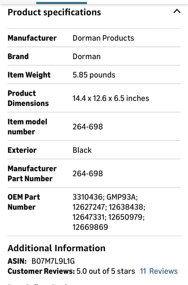 Cacerola de aceite del motor Chevy Silverado 3500 HD 11-16 Dorman 264-698 6,6 L Duramax LML Foto 4 de 4
