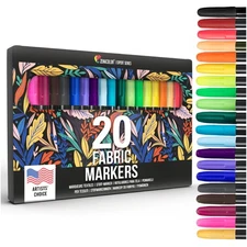 Zenacolor 20 Fabric Markers Pens Set - Indelible and Permanent Fabric Paint ...