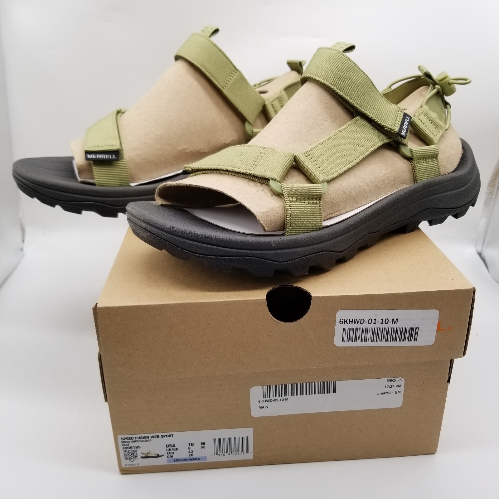 Sandali sportivi Merrell uomo Speed Fusion Web taglia 10 Mosstone escursionismo atletico