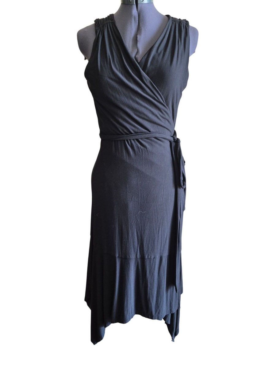 Athleta Black Sleeveless Wrap Dress With Asymmetrical Hem Size M