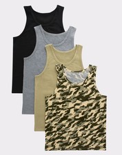 Hanes Undershirts Tank Pack 4 Pack Originals Boys Camo  Assorted Colors sz S-XL