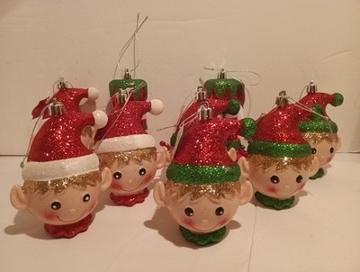 Pixie Elf Head Christmas Tree Ornaments and Elf Legs Christmas Retired 