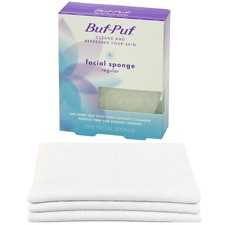 Buf-Puf Facial Sponge, Exfoliating, with 100 Cotton Face Towel 11x11 in
