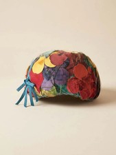 1960s Colorful Floral Hat Vintage Appliqu Cap Net Overlay Mod Cocktail Hat