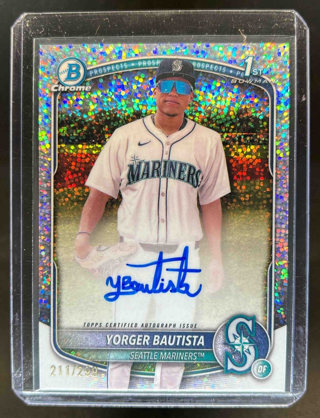 2025 Bowman Chrome Yorger Bautista Auto Speckle Refractor 1st Prospect #211/299