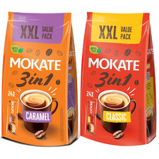 MOKATE XXL Premium Coffee Sachets Bundle - 24 x Classic 3in1 & 24 x Caramel 3in1