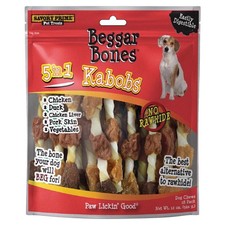 Savory Prime 364 Beggar Bones 5-in-1 Kabobs Grain Free Dog Treats 8 in. 18 Count