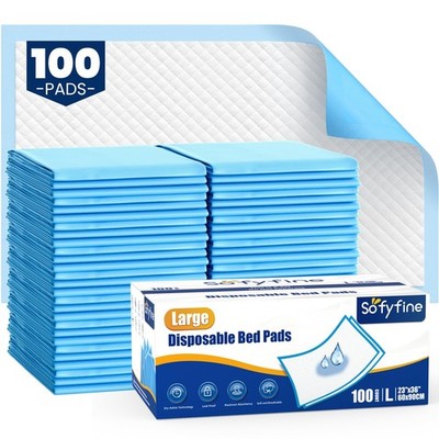 100 Count Disposable Beds Pads,23''x36'' Waterproof 23''x36''(100 Count), Blue 