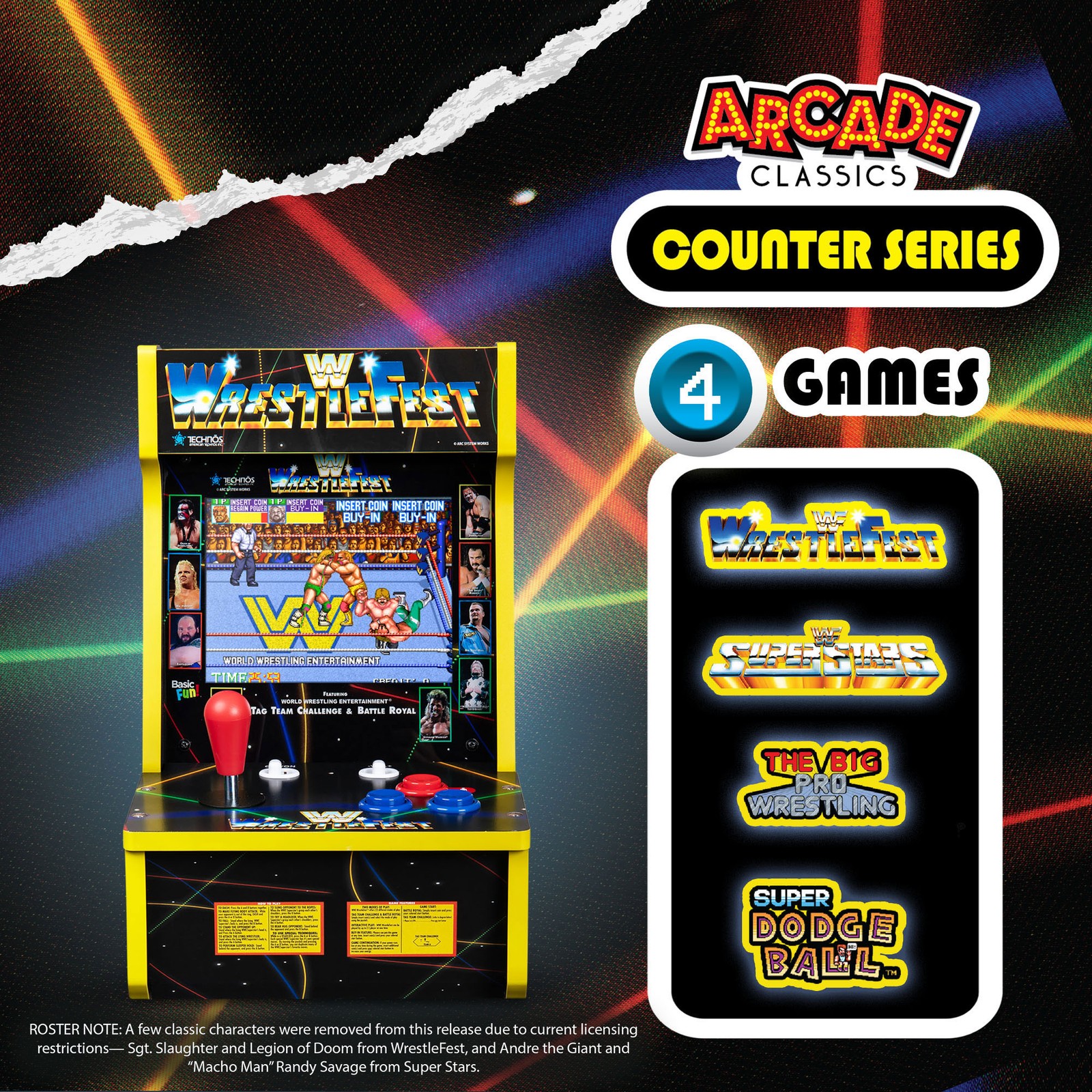 Juego de arcade clásicos WWE serie counter con pantalla de cristal líquido de 8" y 4 juegos, imagen 2