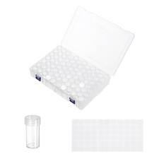 80 Slots Bead Storage Containers Clear Plastic Bead Boxes w/ Labels