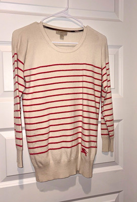 Burberry Brit Women s S Crewneck Striped Cashmere Cotton Wool Knit Sweater