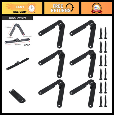 6 Pcs 180° Rotatable Support Hinges - 9'' Folding Lid Hardware for Cabinets, Boxe