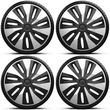 Wheel Trims 15" Black & Silver Hub Caps Covers Orion Fits Toyota Aygo