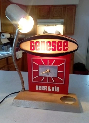 Vintage Genesee Bar Cash Register Beer Clock Sign Light  -Non Working Broken