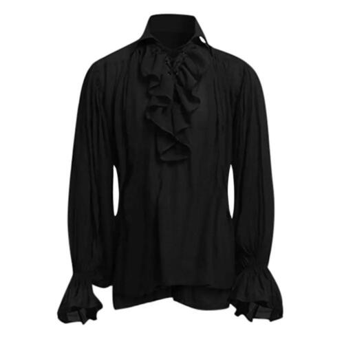Mittelalter Herren Puffärmel Piratenhemd Schottisches Breitbündchenhemd Halloween Kostüm - Bild 8 von 15
