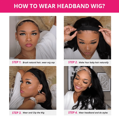 200% Density Body Wave Headband Wig Human Hair Glueless No Lace Ready to Wear - Picture 6 of 34