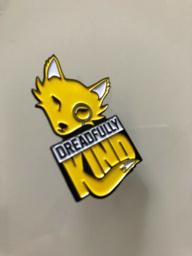 Dreadfully Kind yellow enamel cute fox pin with monocle - Picture 1 of 2