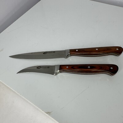 Vtg PROLINE 440 PROFESSIONAL CUTLERY 4.5'' Utility / 2 Knives W/ Wood Handles