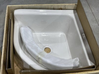 #ad 28” X 28” Corner Custodial Cast Iron Floor Mounted Mop Service Sink Zurn Z5850 $756.50