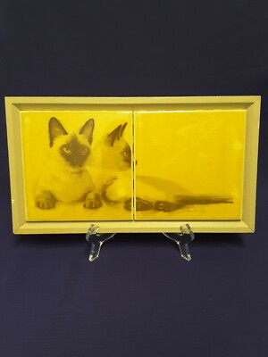 DORIS JOHNSTON HAYS SIAMESE CATS WALL HANGING TILE ART 