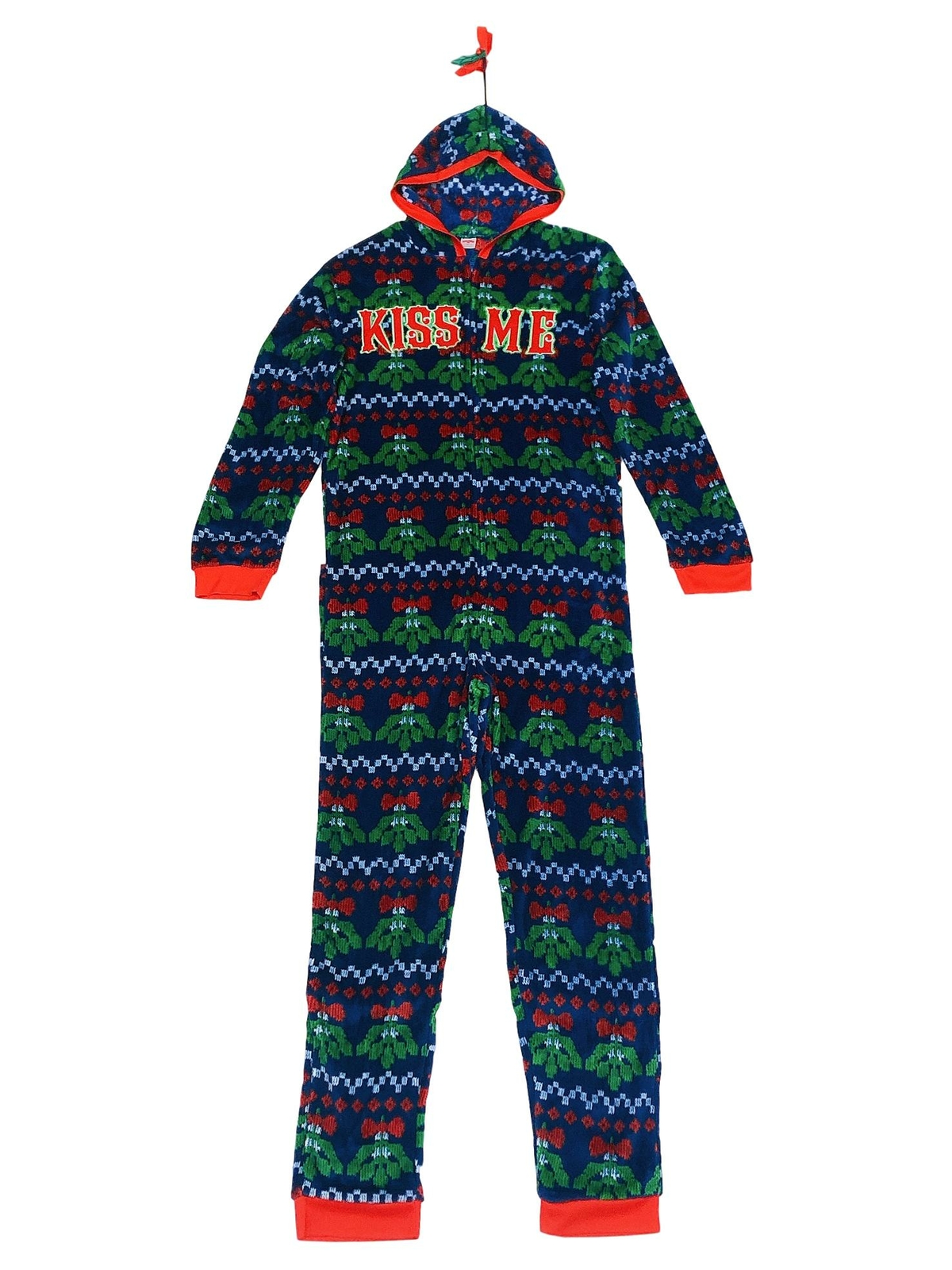 Mistletoe Pyjamas Mens Blue Kiss Me Mistletoe Hohoho Christmas Union Suit Sleeper Pajamas ...