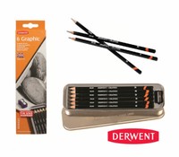 6 Derwent Graphic Graphitstifte In Der Metalldose - Zeichenstifte Set Bleistift