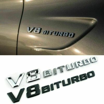 NEW 2X V8 BITURBO Emblem Badge For all cars USA SELLER TAPE ON TRUNK BADGE
