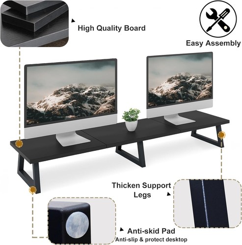 Multifunctional 42-Inch Black Monitor Riser - Ideal for Home Office Setup - Picture 6 of 8
