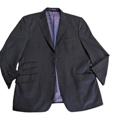 Ted Baker Endurance Blazer Jacket Mens 42 Blue Striped Wool 2 Button Sport Coat