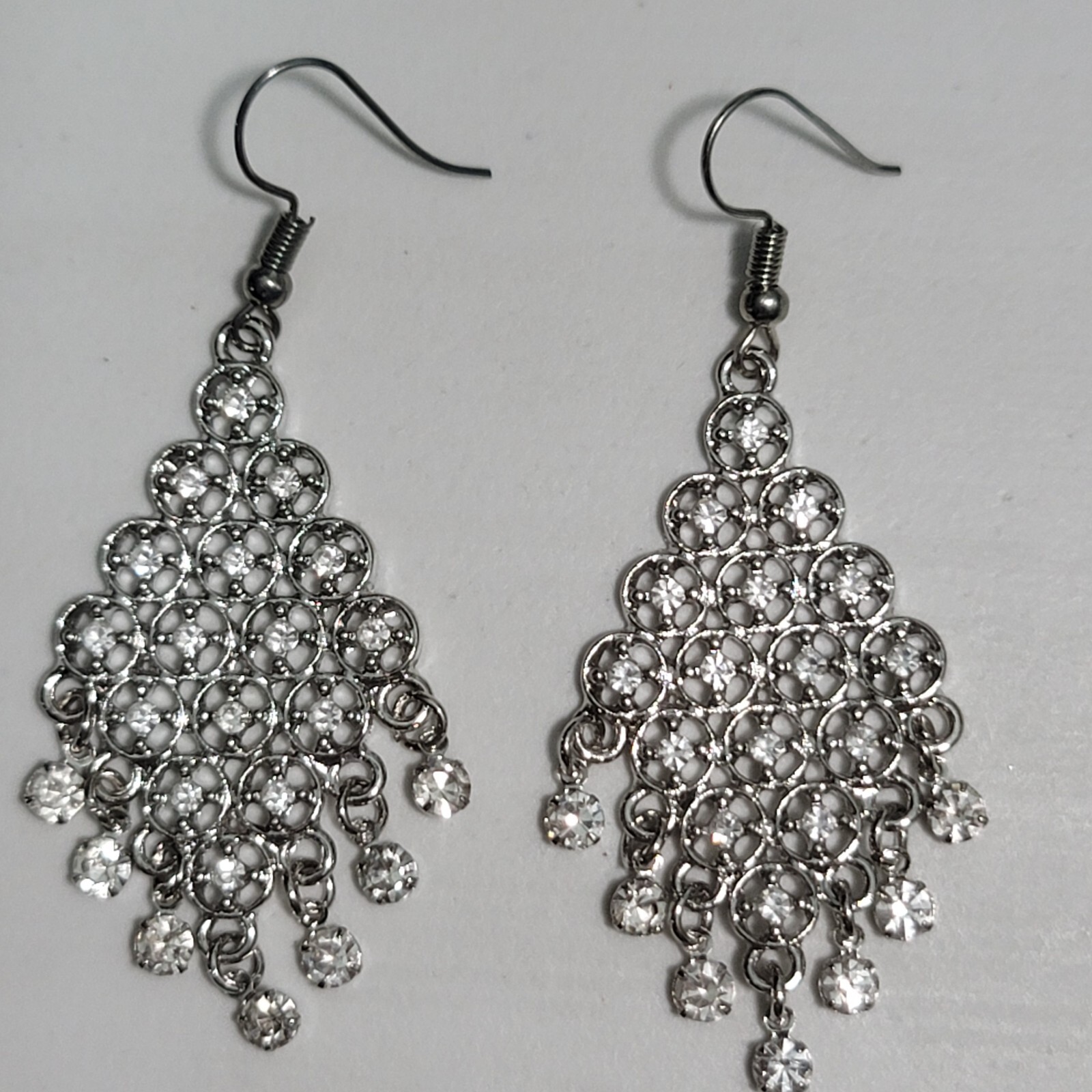 Clear Crystal Dangle Drop Earrings - image 4