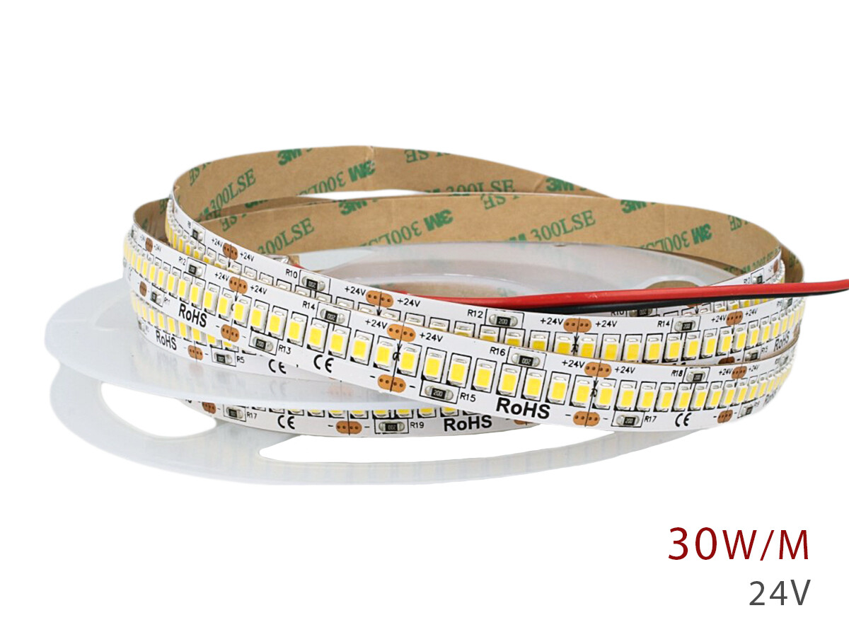 24V Bobina Striscia Led 30W/M 140LM/W 4200LM/M Bianco Caldo 3000K 1200 Smd 2835