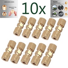 Straight Brass Brake Line Compression Fitting Unions For 316 Od Tubing 10pcs Straight Brass Brake Line Compression Fitting Unions For 316 Od Tubing 10pcs