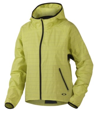 New Oakley Womens Windbreaker Hooded Jacket Raincoat Yellow