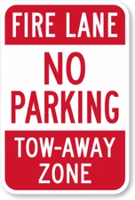 Fire Lane No Parking Tow Away Zone Sign Weatherproof Aluminum 8"x12"