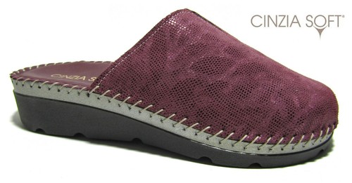 CINZIA SOFT PANTOFOLE CIABATTE IN PELLE DA DONNA CON ZEPPA art. IU5020  BORDO' | eBay