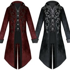 Mens Tuxedo Retro Medieval Costume Tailcoat Blazer Long Punk Gothic Jackets Chic