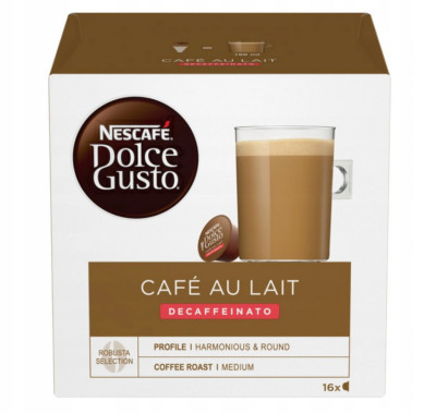 NESCAFE DOLCE GUSTO CAPSULES - CAFE AU LAIT DECAFFEINATO - 16 PODS - NO CAFFEINE