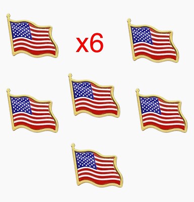 6 PIECES AMERICAN FLAG LAPEL PIN USA PATRIOTIC 2024 PRESIDENTIAL ELECTION LOT x6